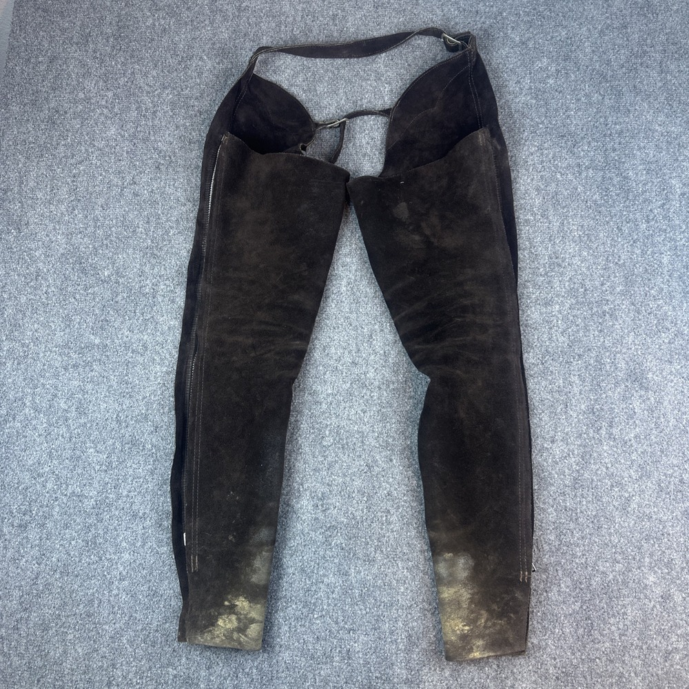 VTG Leather Horse Riding Chaps Buckle And‎ Zip Up 14 Youth Chocolate Suede USA
